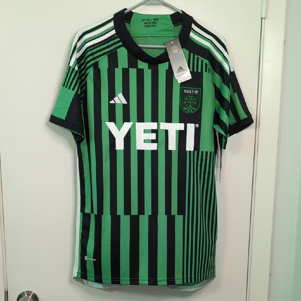 Adidas Green and Black Striped Men's Shirt